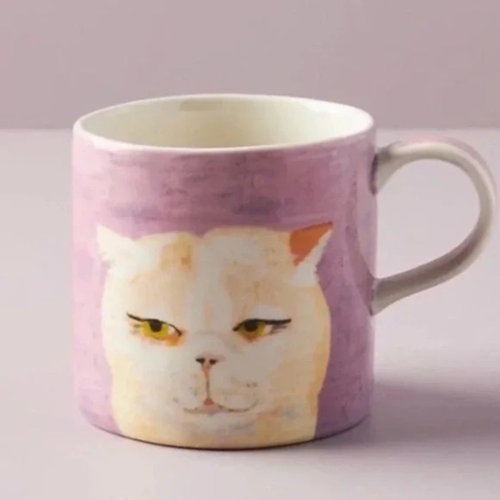 NWT Anthropologie Carole Atkins Sugar Cat Mug